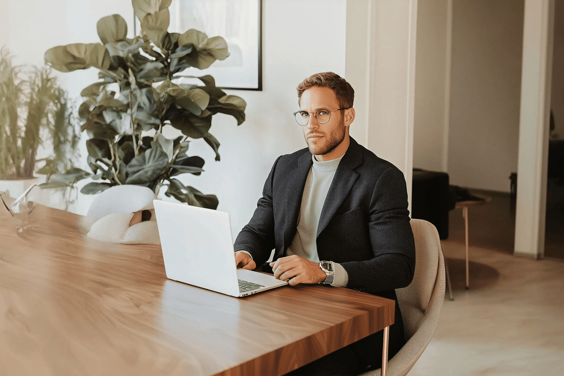 A man working with laptop