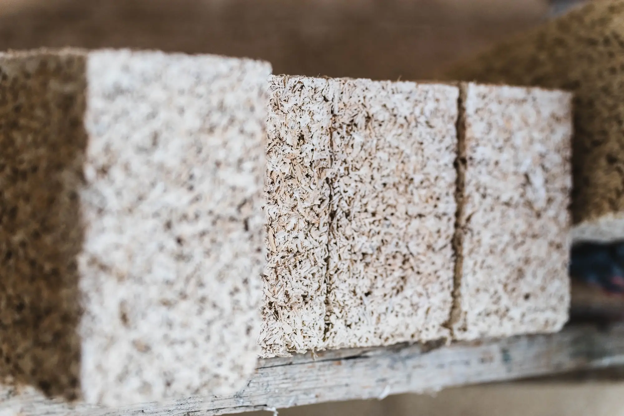 Image of a beautiful Hempcrete hempcrete block. Showing how the texture of hempcrete blocks is beautiful and natural. 