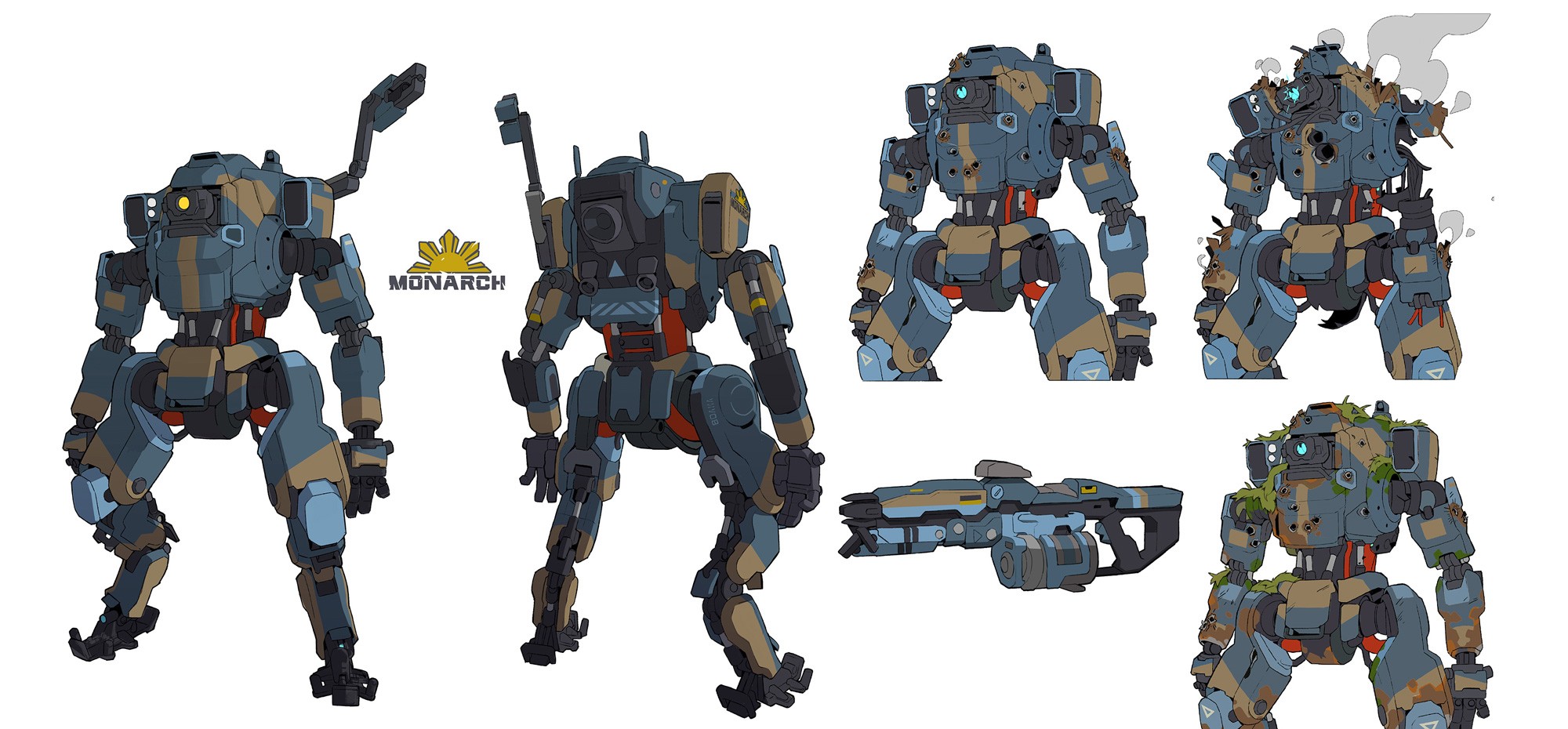 Making-of images from the Apex Legends film, showcasing Monarch in various stages of destruction, highlighting detailed craftsmanship and visual storytelling.
