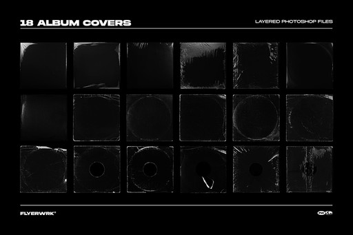 Vinyl record mockup bundle grid showing multiple vintage album cover textures