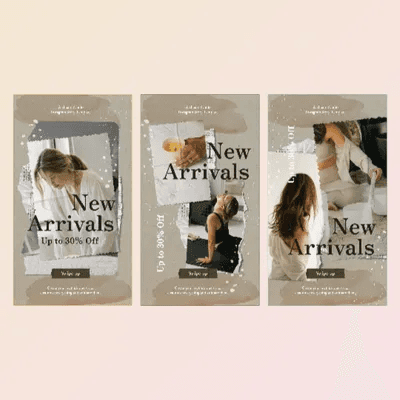 Three Torn Paper Collage Style Instagram Story Template