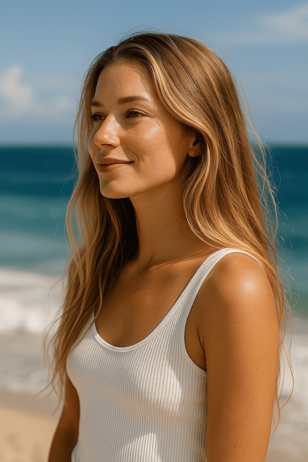 woman looking back while smiling