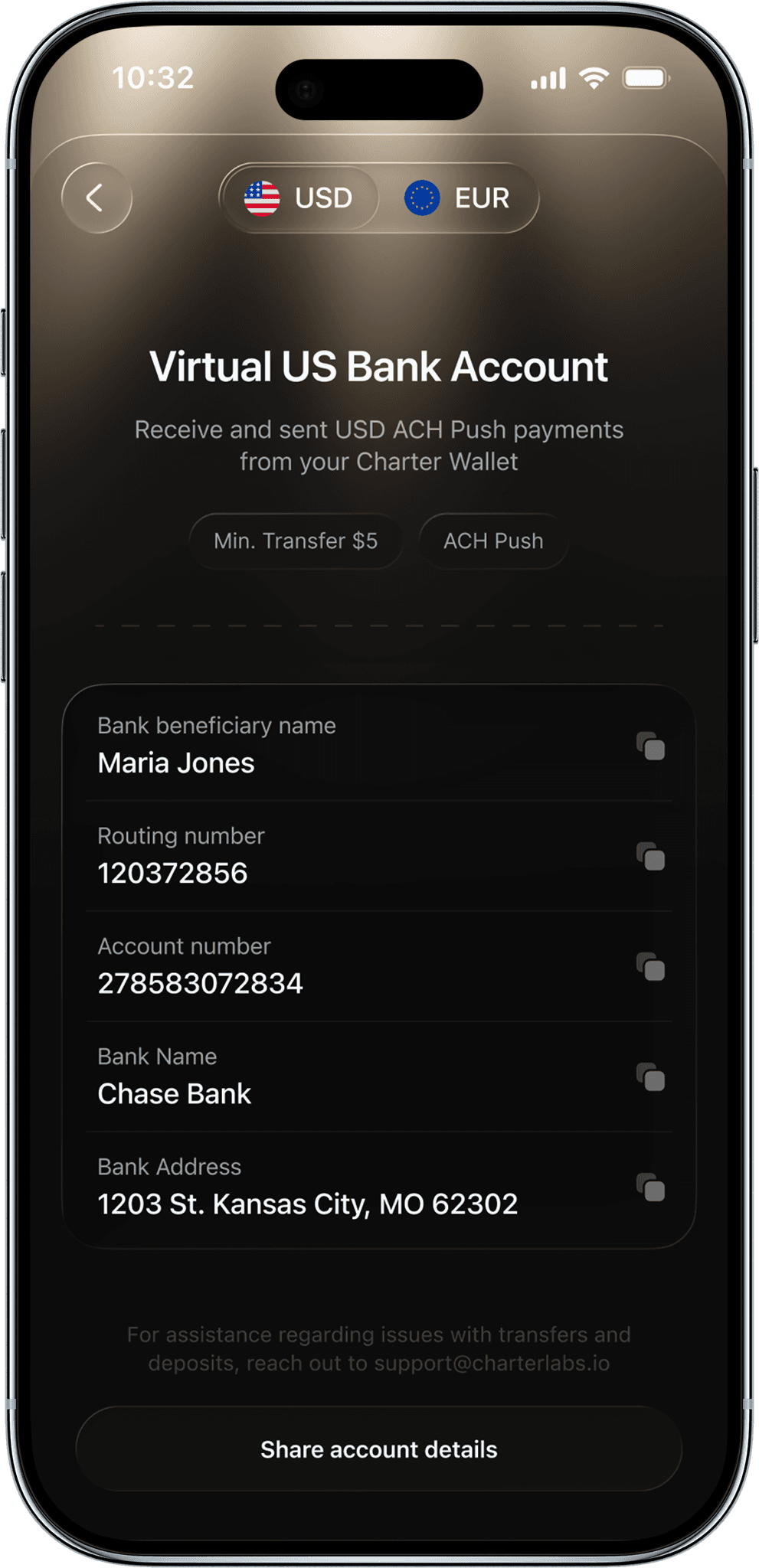 Charter Recipient App UI