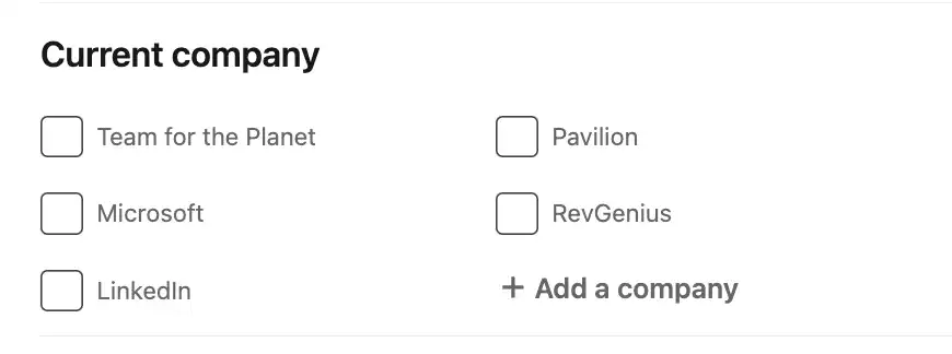 Current Company Filter