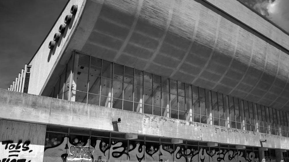 The abandoned Palace of Concerts and Sports in Vilnius, Lithuania, was built on a Jewish cemetery site in the 1970s. Photo courtesy of Brian Toward via Creative Commons.