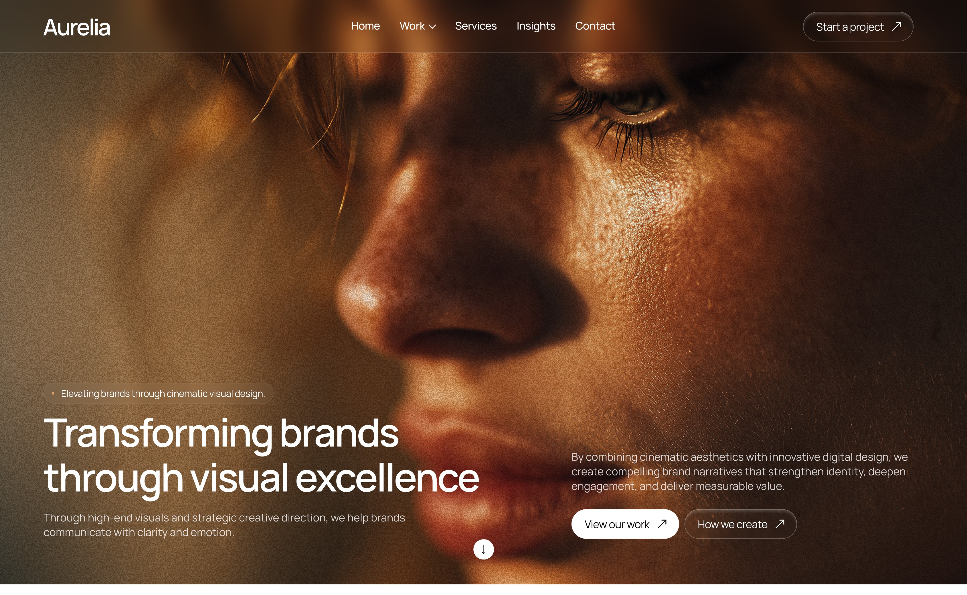 A sleek phone, likely an iPhone 16 Pro, is displayed at an angle between dark rock formations. The screen shows a futuristic design and download promo