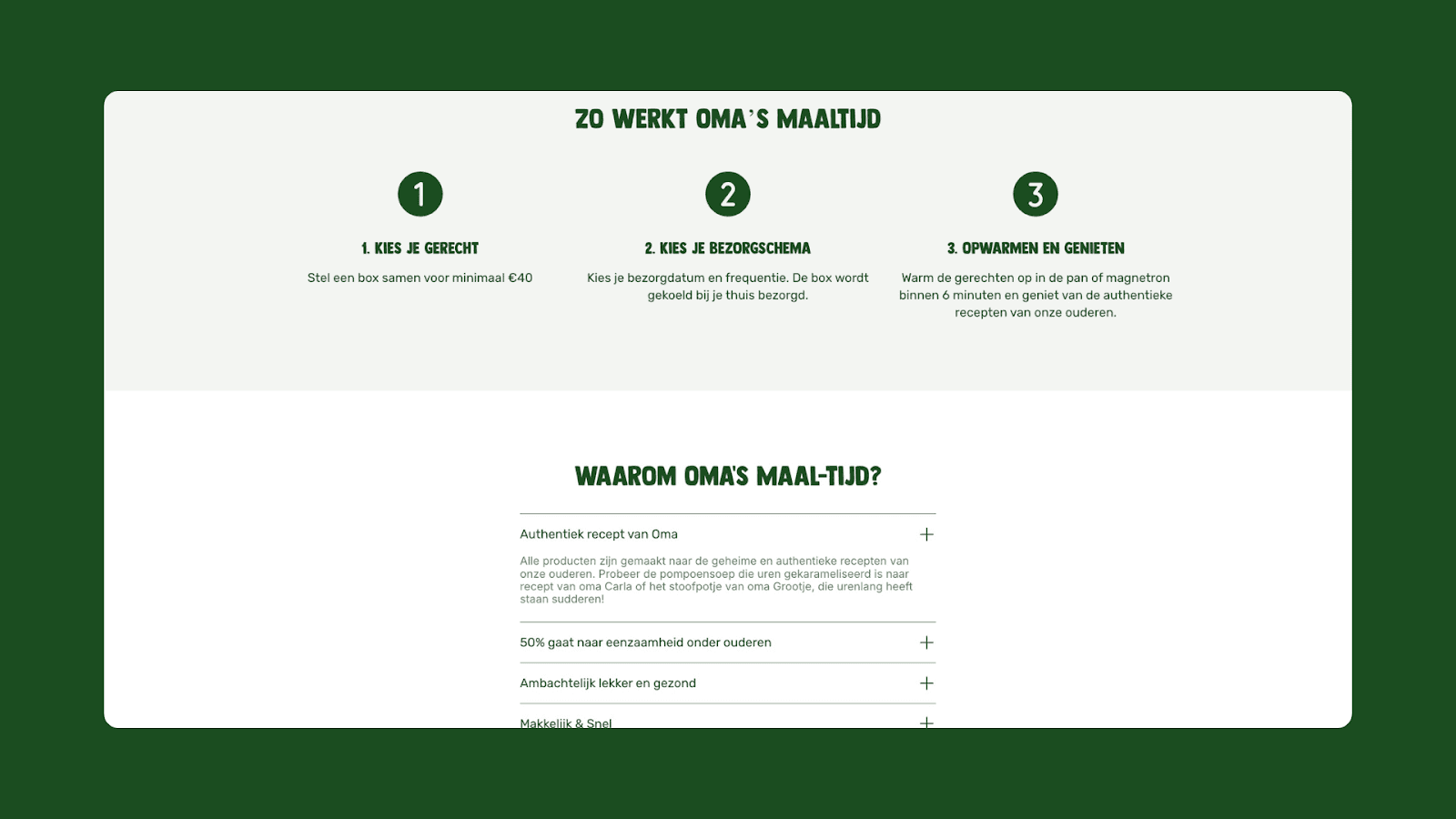 oma's maaltijd how it works page
