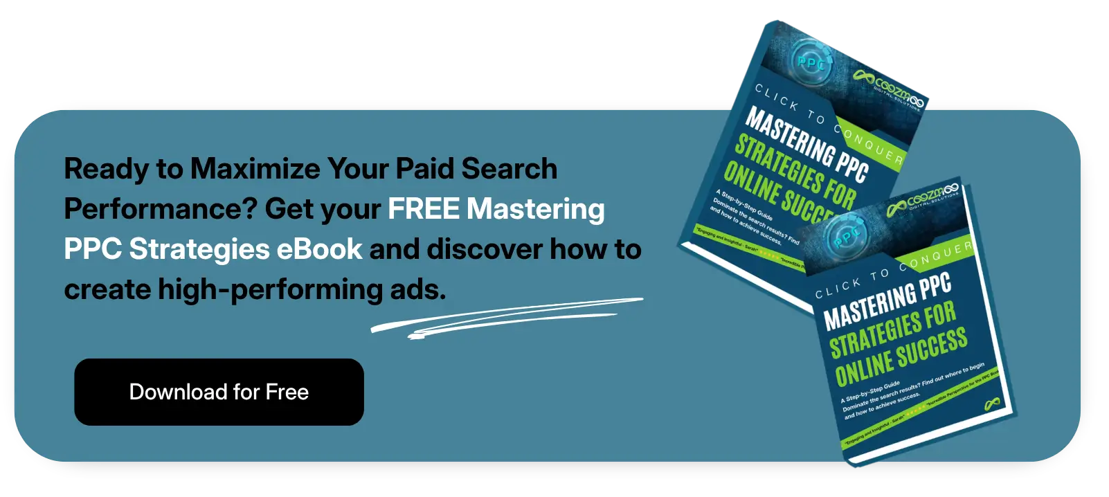 Call-to-action for free Mastering PPC Strategies eBook. 