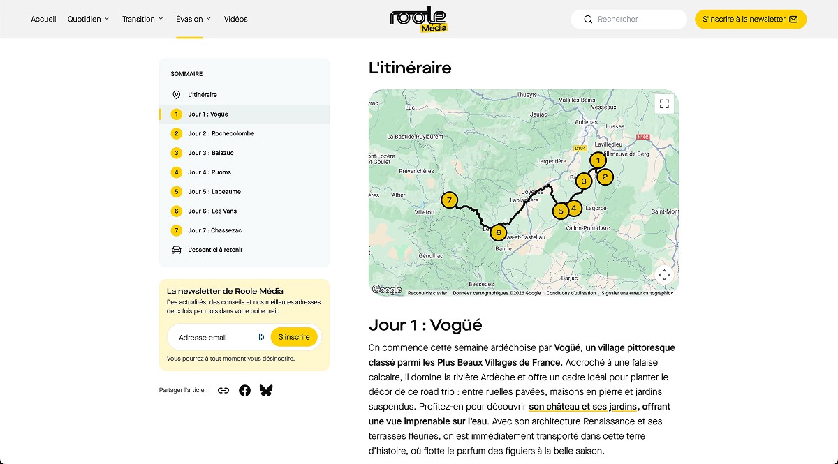 Trouver un roadtrip avec Roole Média