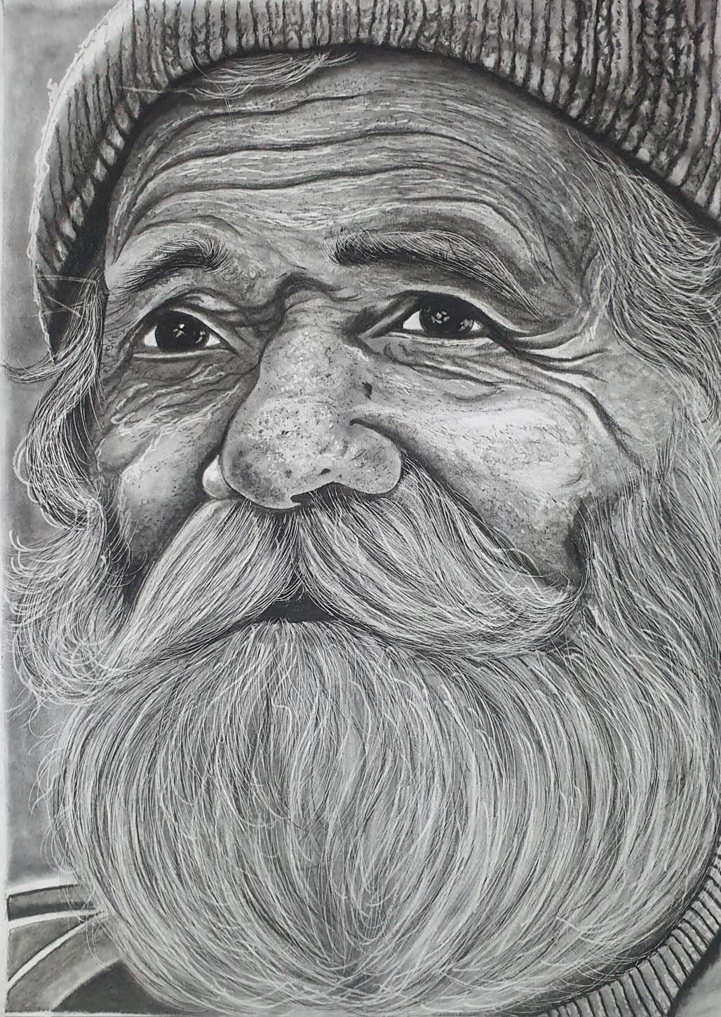 An illustration of an old man with a prominent beard, gazing thoughtfully, showcasing his age and wisdom.