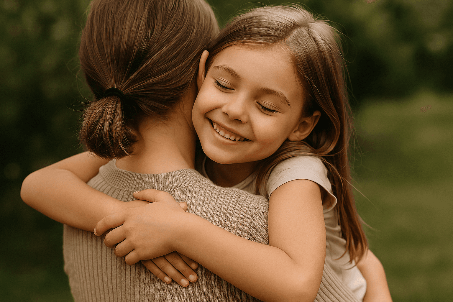 Foto de abrazo entre hija y madre; autoestima en la infancia