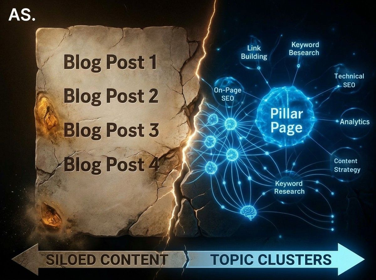 SEO topic cluster with pillar and supporting content