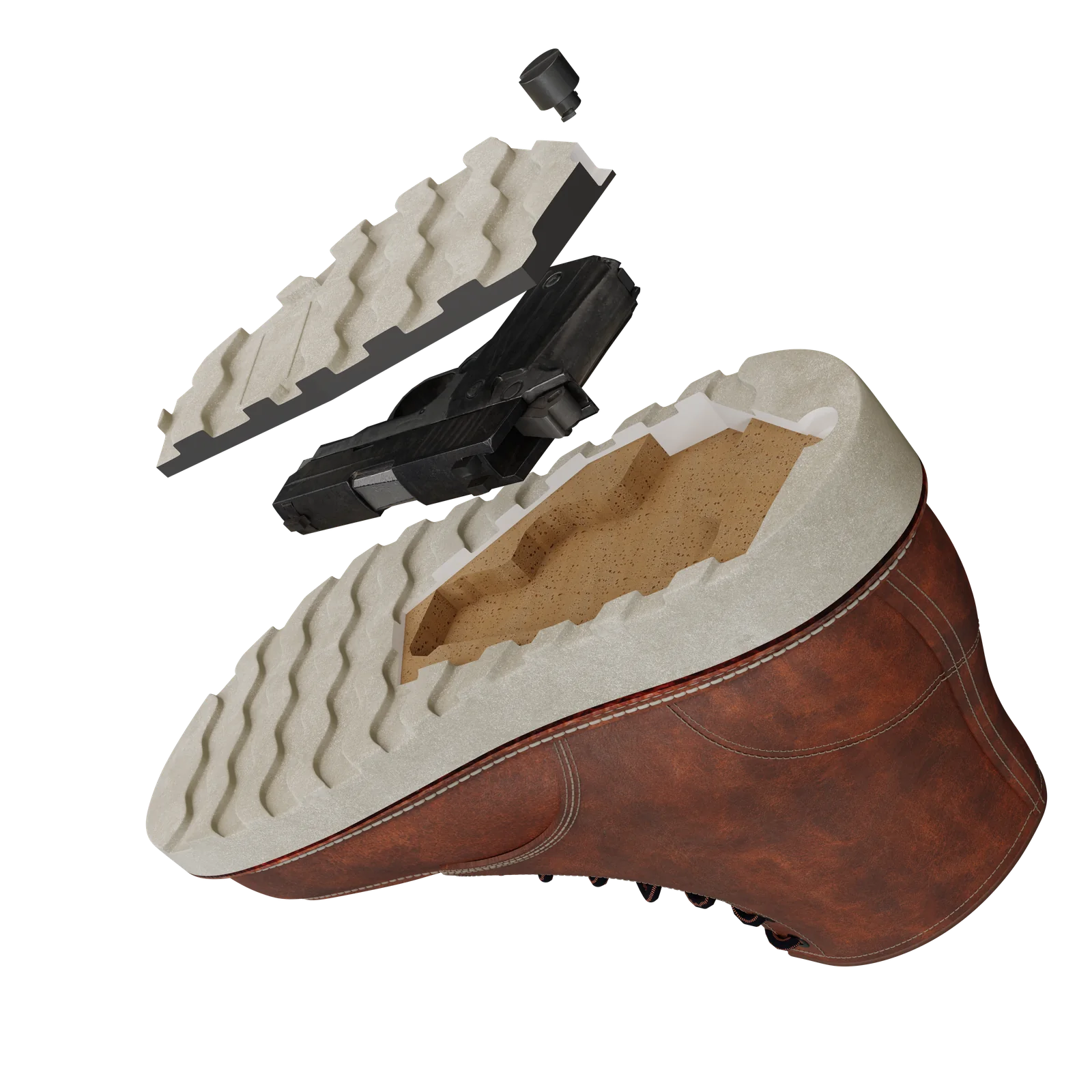 Exploded view of the Patriot Boot sole compartment
