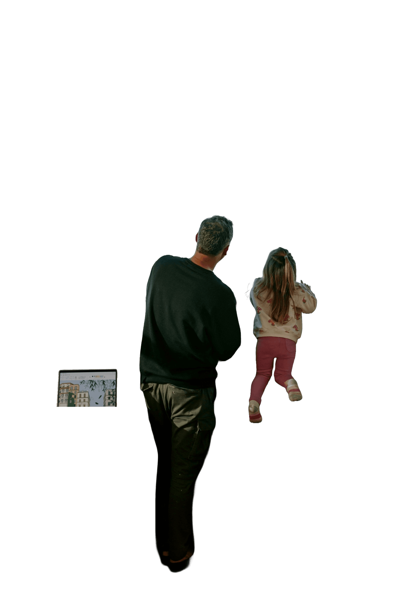 Transparent Image of Family Looking out the Window