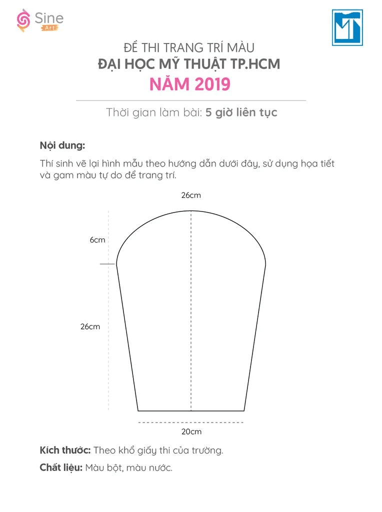 Đề thi trang trí màu Đại học Mỹ Thuật TP.HCM 2019