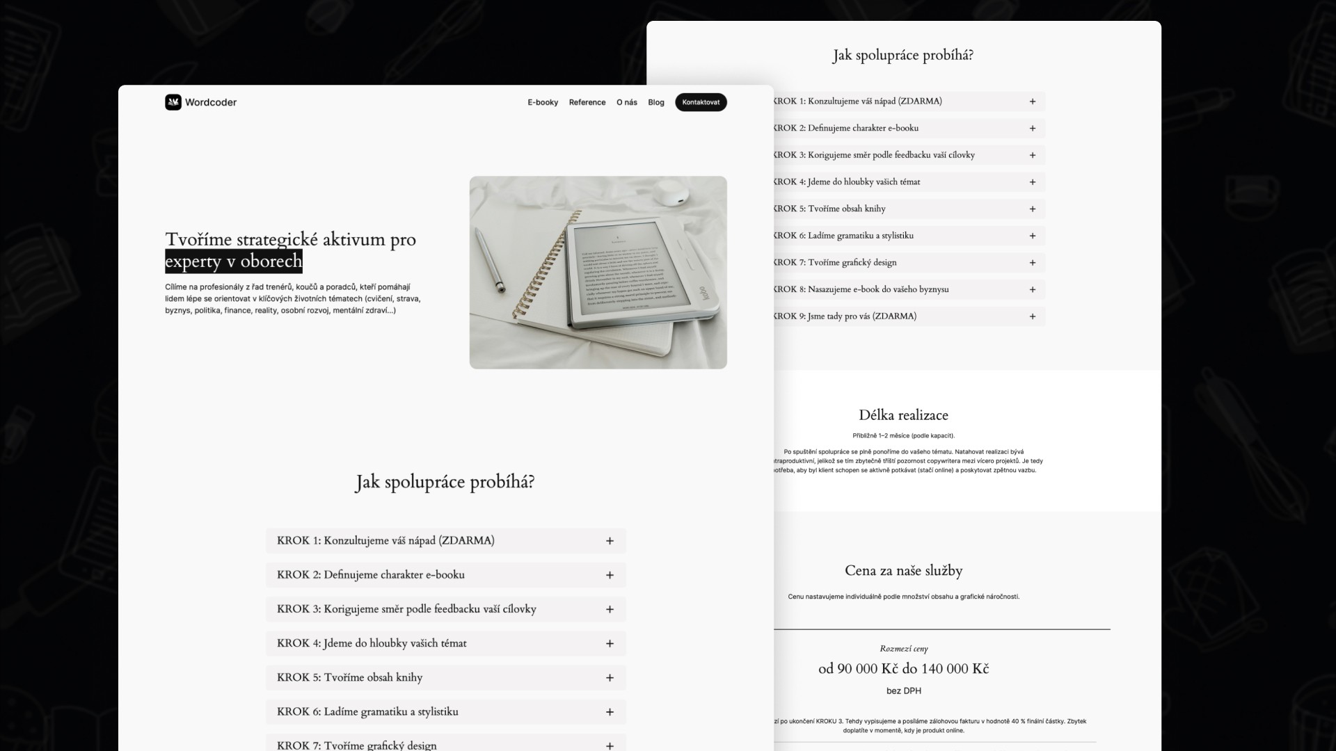 Screenshot designu webu Wordcoder