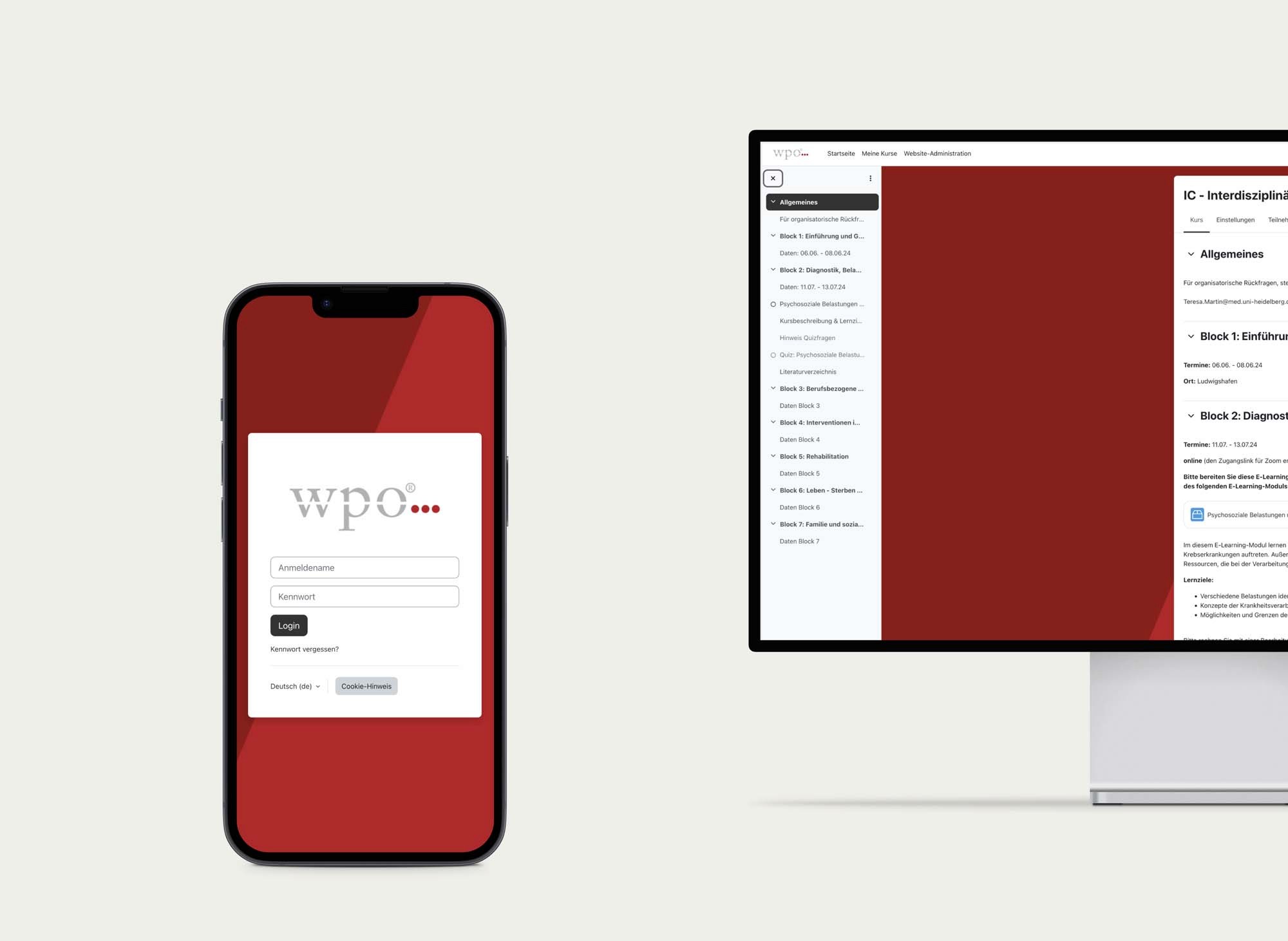 Mockup Computer und Handy für die WPO Weiterbildung
