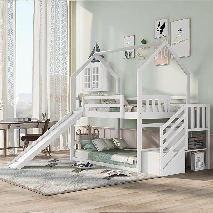 Experience superior quality with the bunk bed with slide and swing, crafted for durability and style.