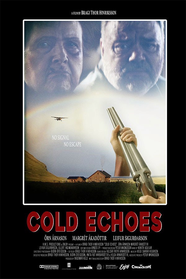 Icelandiс thriller cold echoes poster. The cat is Örn Árnason, Margrét Ákadóttir, Leifur Sigurðarson, Ellert Ingimundarson.