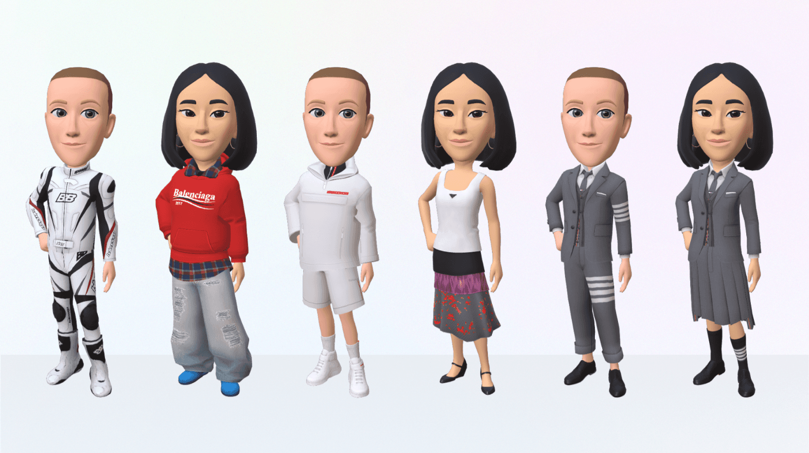 Avatars wearing outfits from the Meta Avatar Store