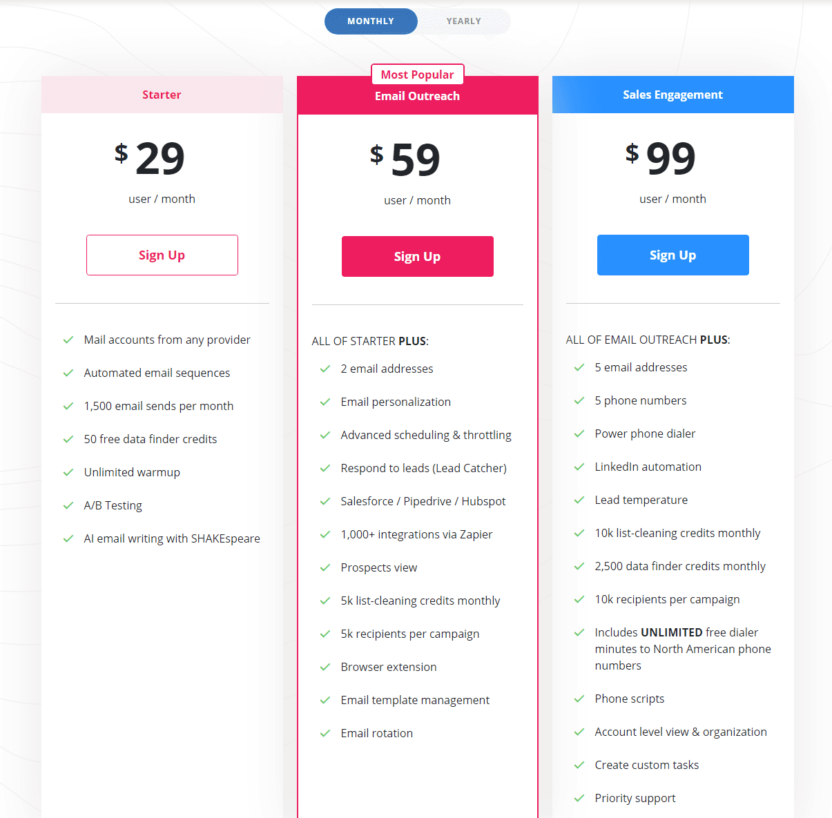 MailShake Pricing Plans