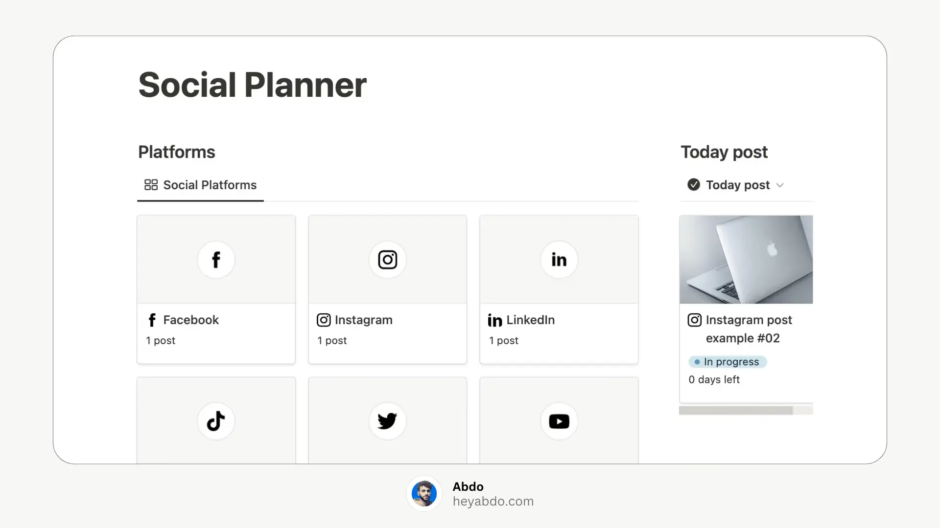 Notion Social Content Planner