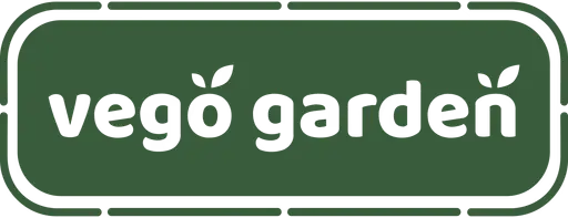Logo of Vego Garden featuring the brand name in a modern font with stylized leaf accents on a white background.