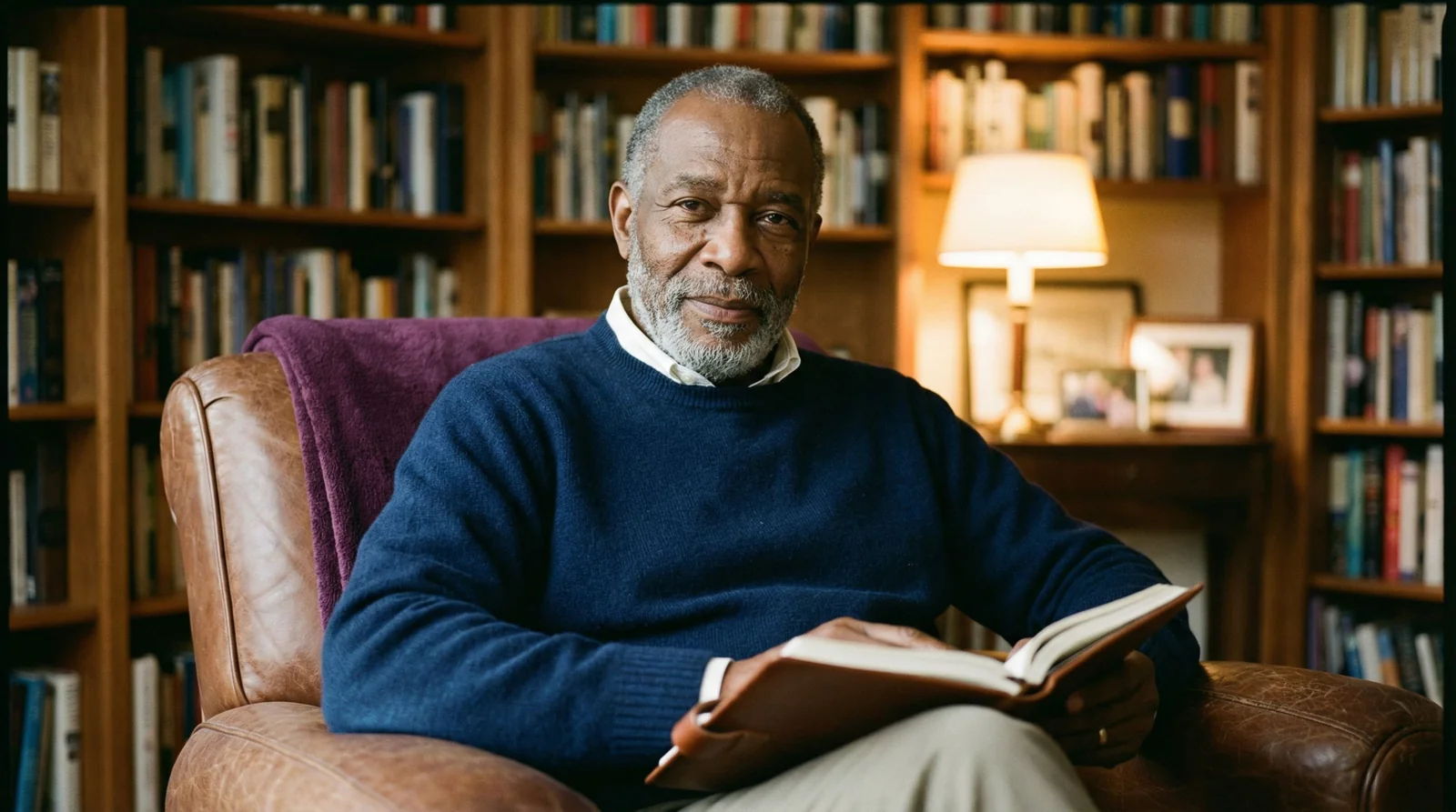Leader mid-sentence during an unscripted video interview, relaxed and candid expression, home office with soft natural light