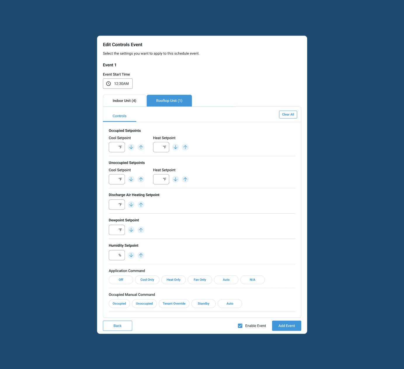 Mockup of editing an event controls