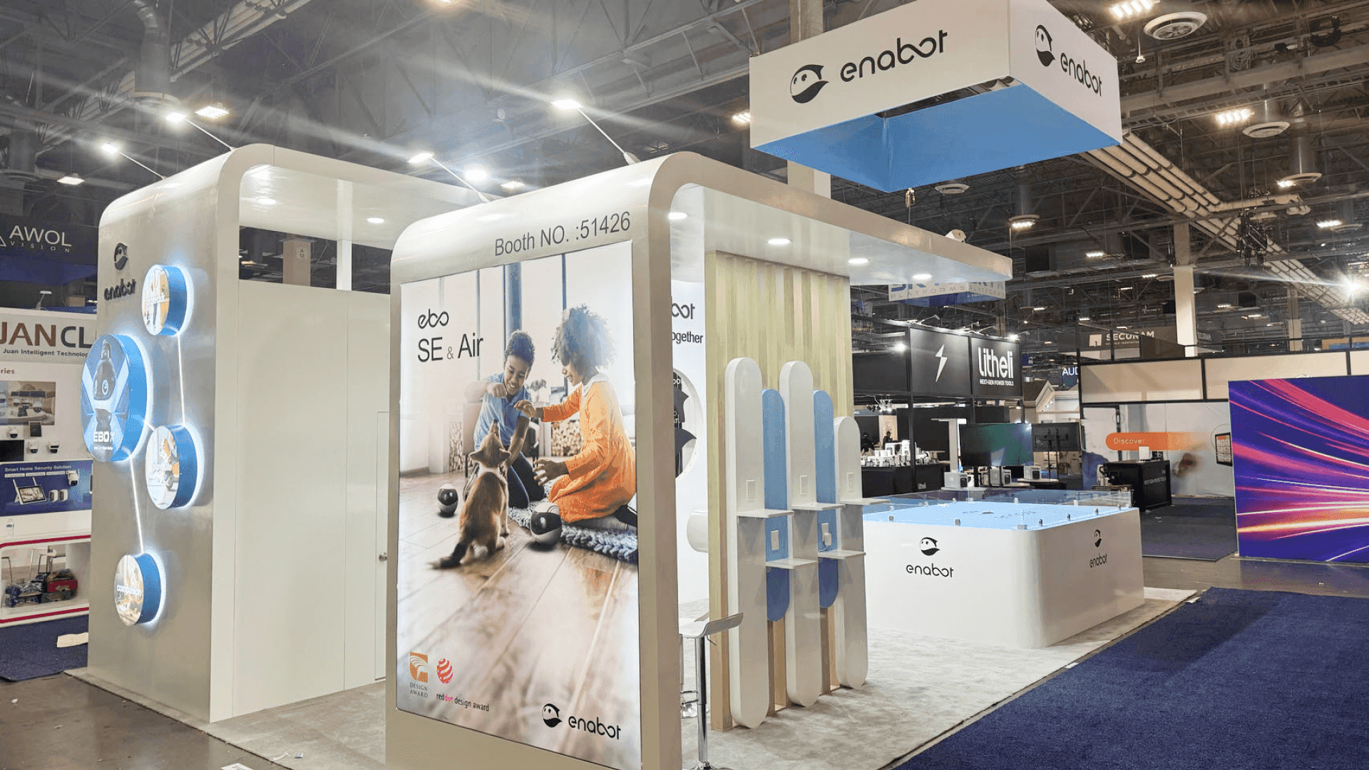 Trade show shipping and material handling flow from freight carrier and advance warehouse or show receiving to booth delivery and empty-container handling.