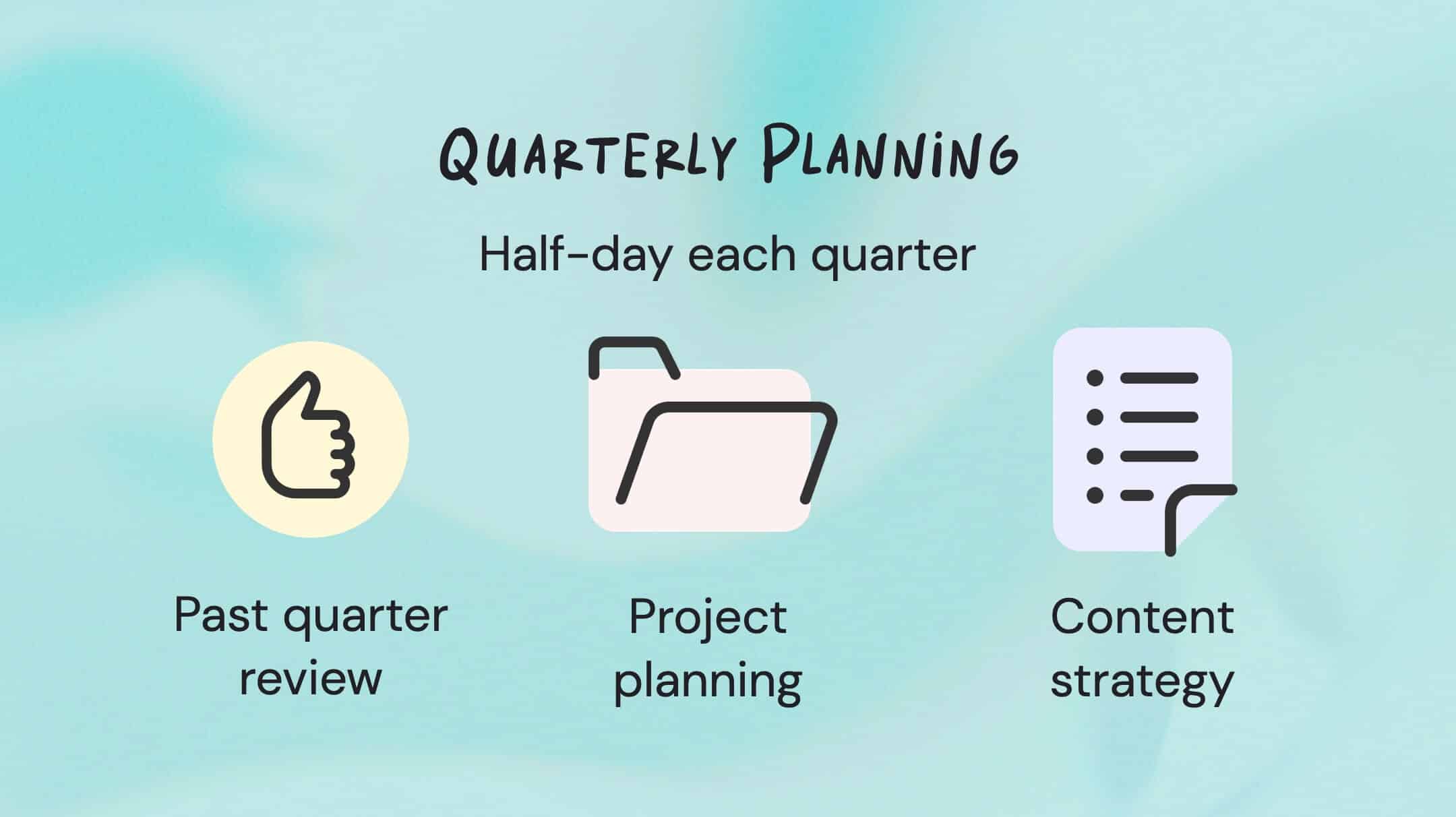 Quarterly goals are where you focus on projects