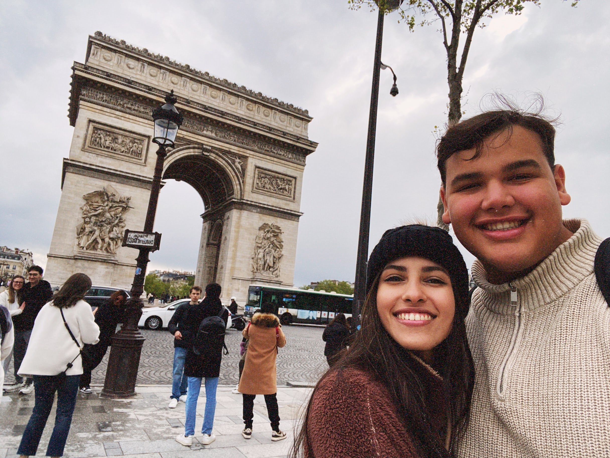 Me and my wife taking a selfie at Arc de Triomphe