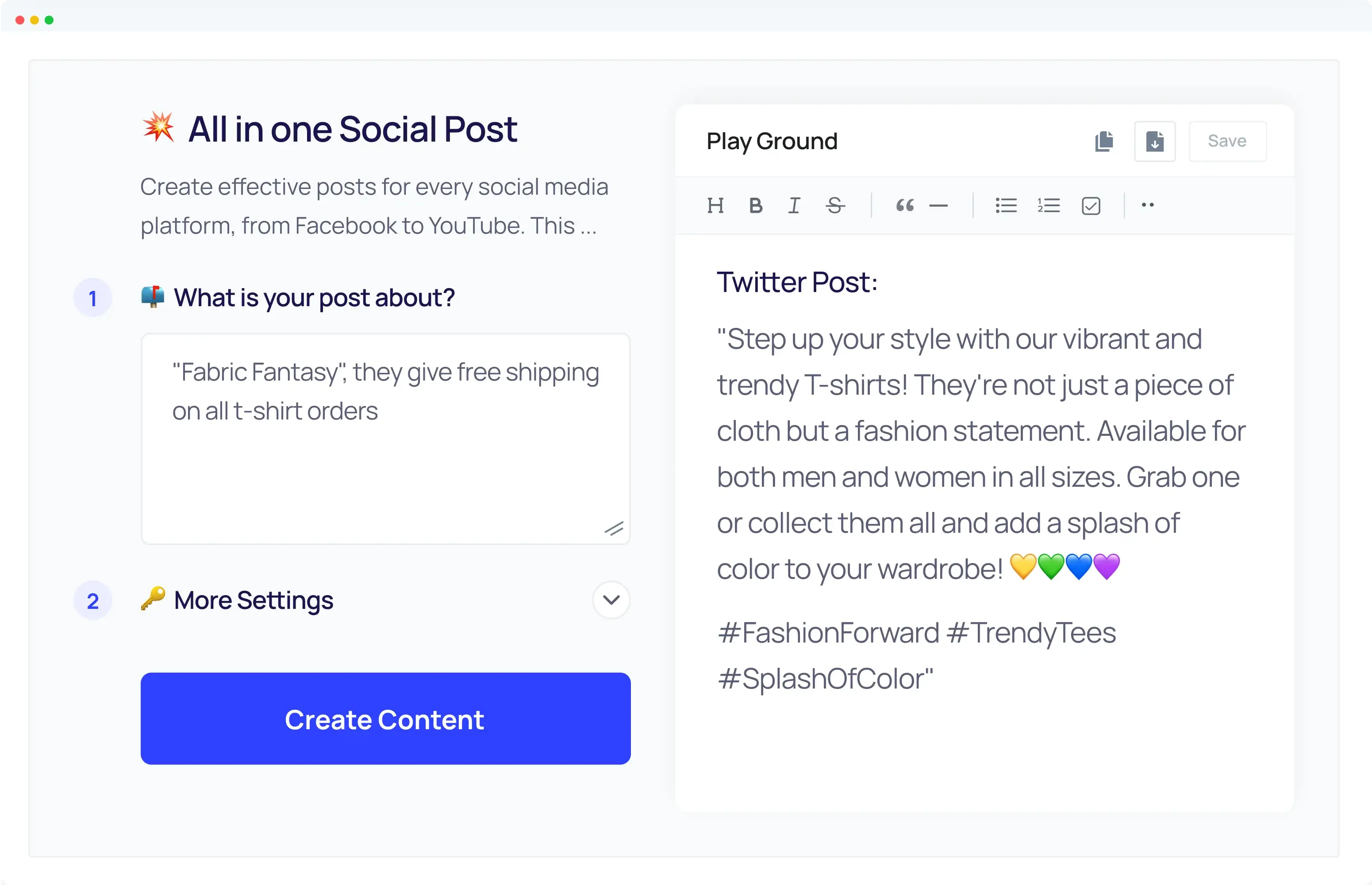 Social Media Post Generator Example - 5