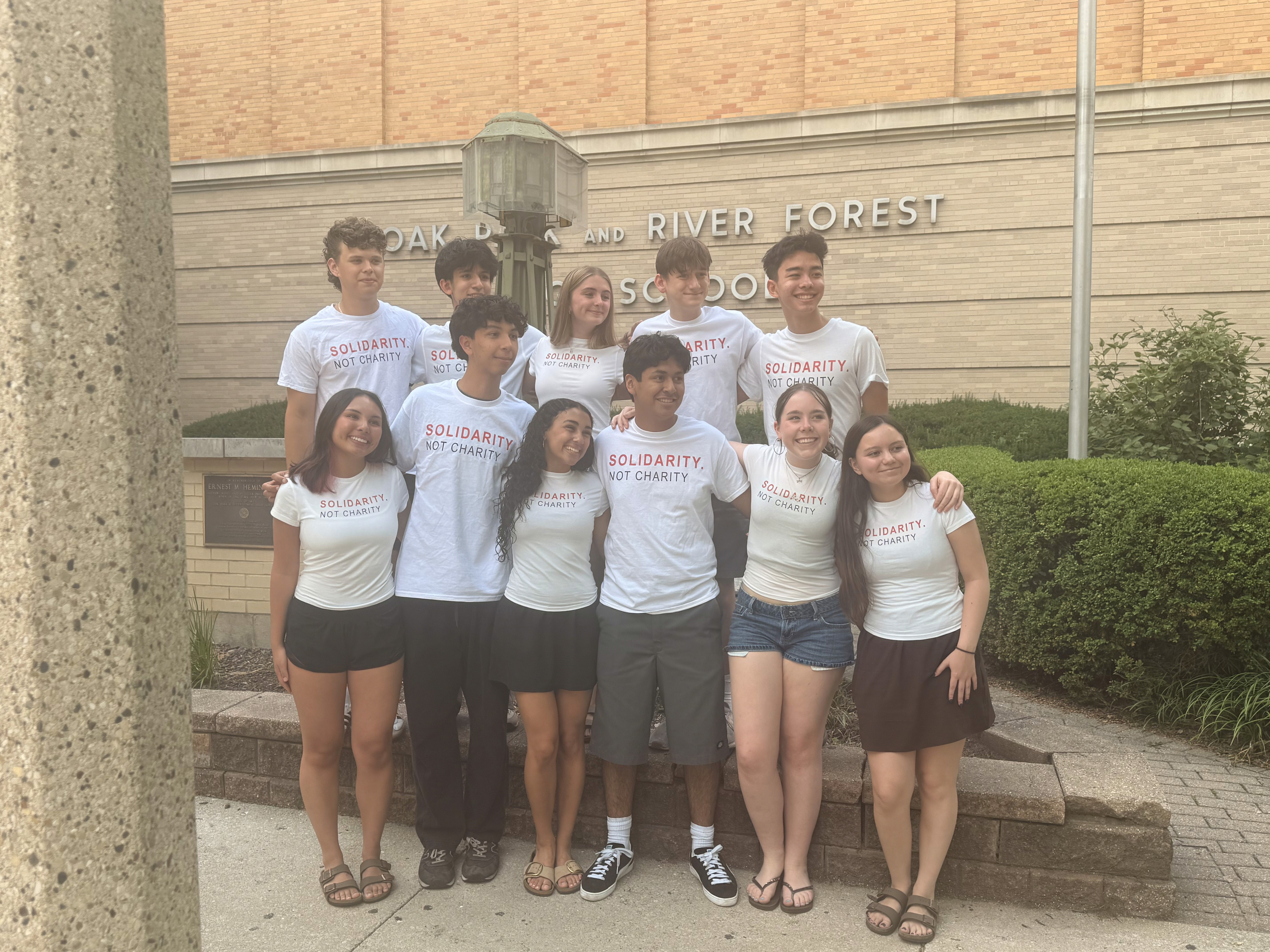 Students Feeding Students gathered outside OPRF High School