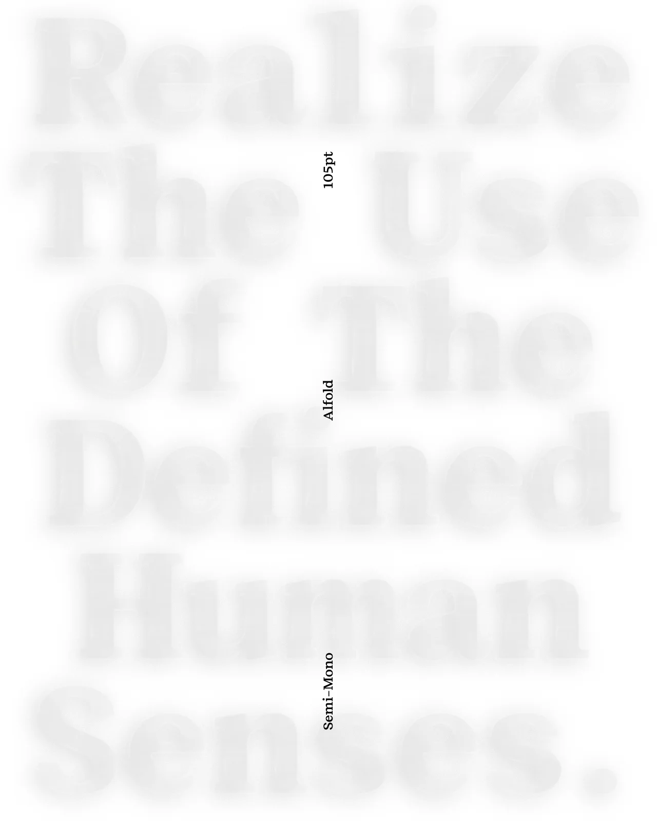 Alfold Semi-Mono specimen showing light weight display text at large scale