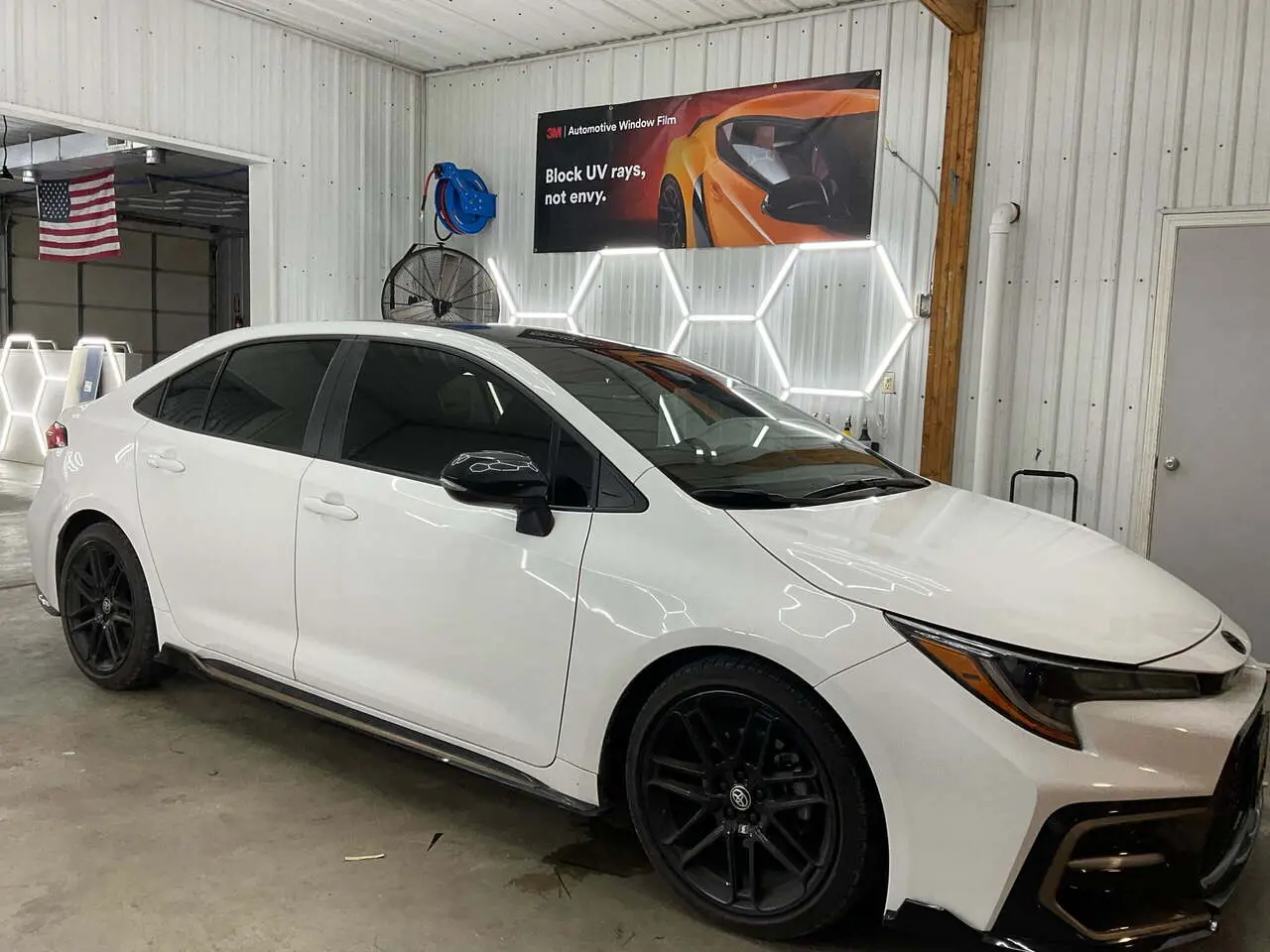 White car in a detialing shop