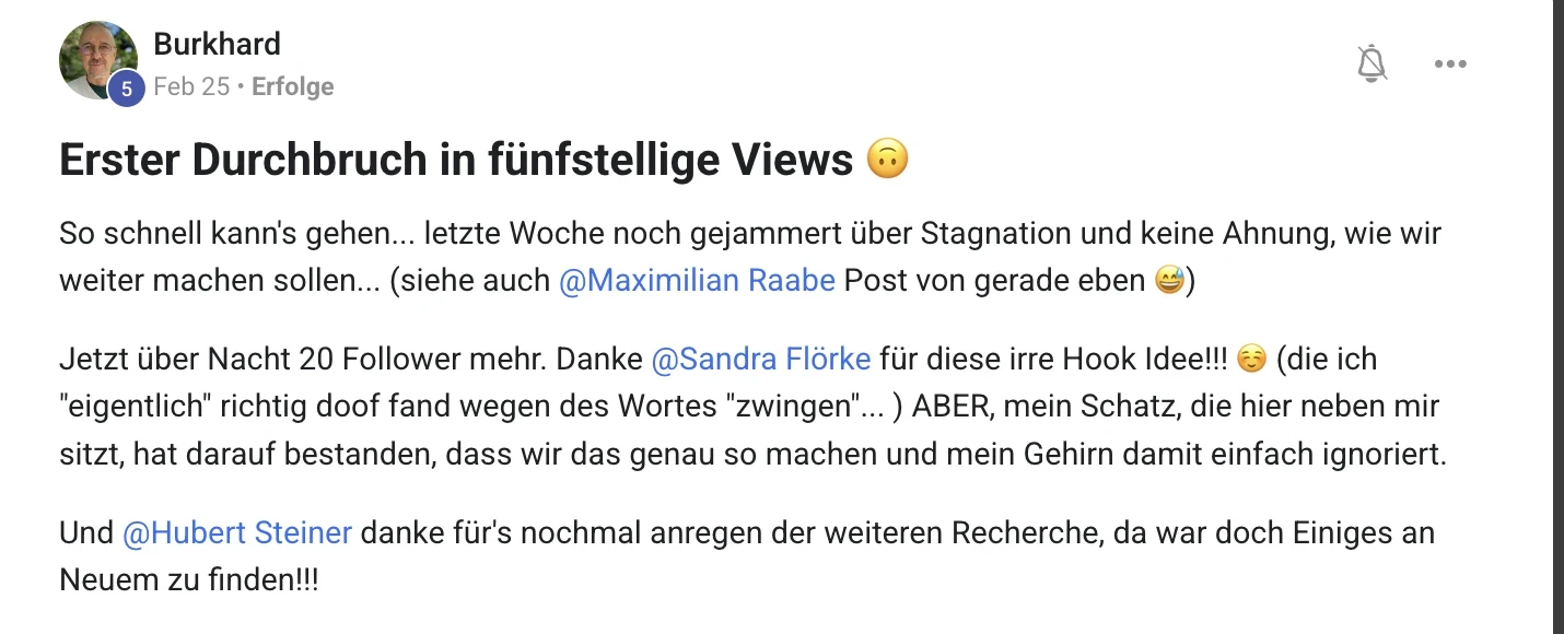 Kundenstimme KI Creator Akademie: Burkhard erreicht erstmals fünfstellige Views und 20 neue Follower