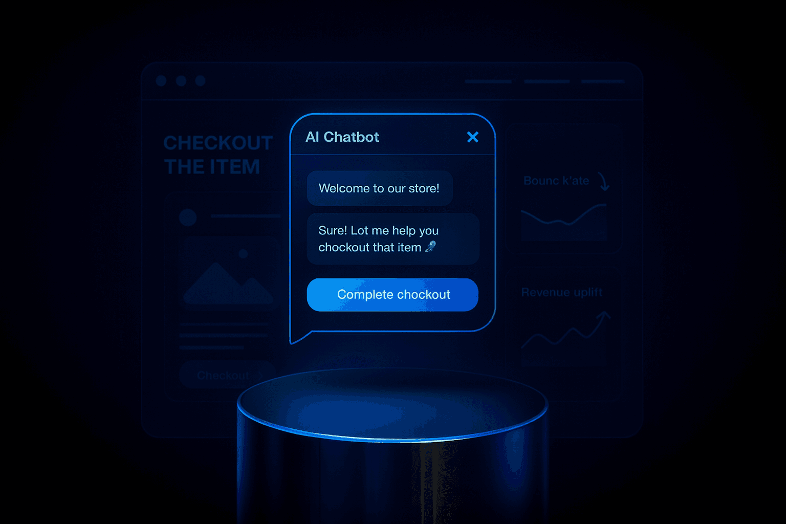 AI chatbot assisting with micro-checkout on an e-commerce website