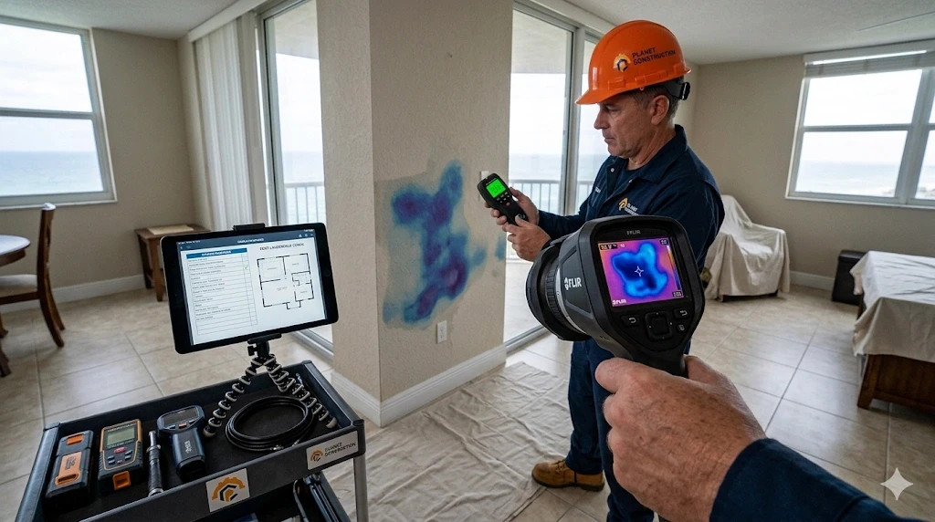 Waterproofing moisture inspection thermal camera Fort Lauderdale Planet Construction Step 1