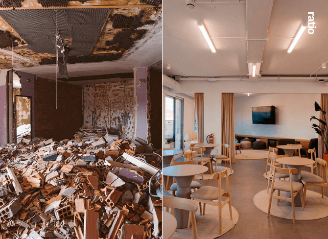 GreenHQ antes y después Proyecto invertido por Ratio