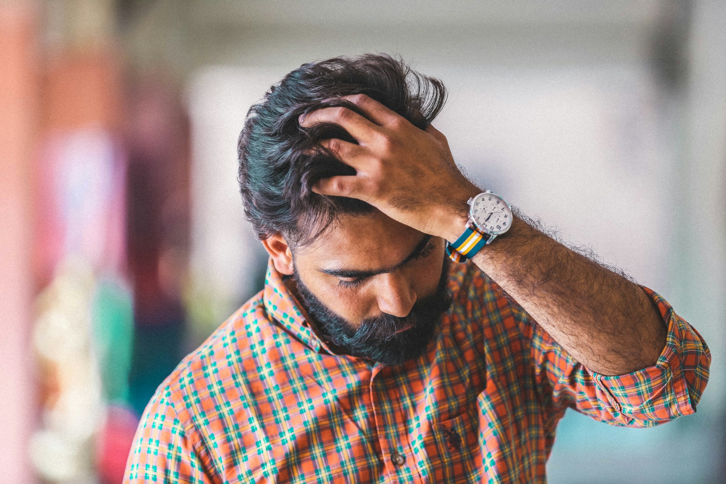 Man Touching his Hair - No Fap Benefits In Hair