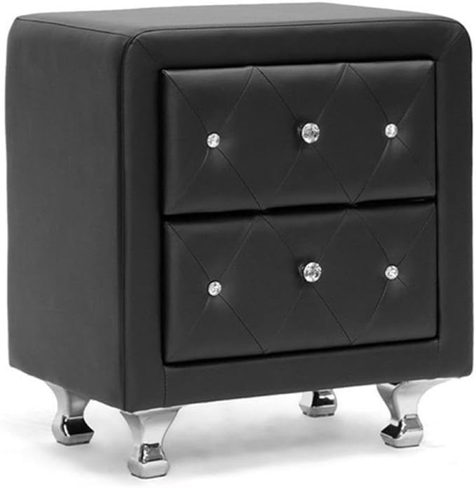 Black leather nightstand – A stylish and functional furniture piece, perfect for any modern home.