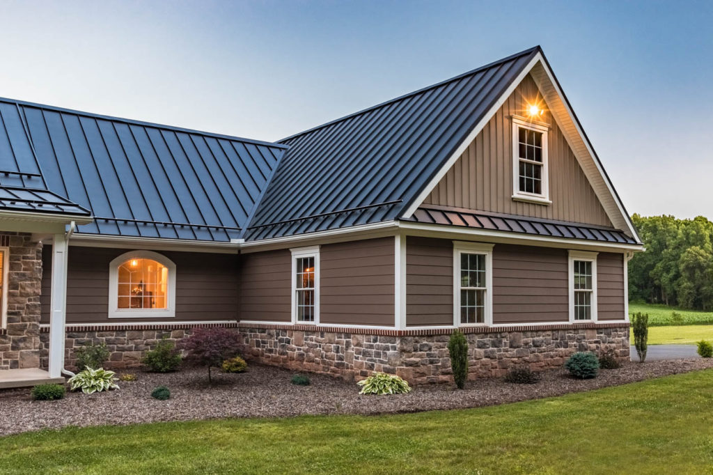 Image of the side of a residentail home showing the corner of the roof