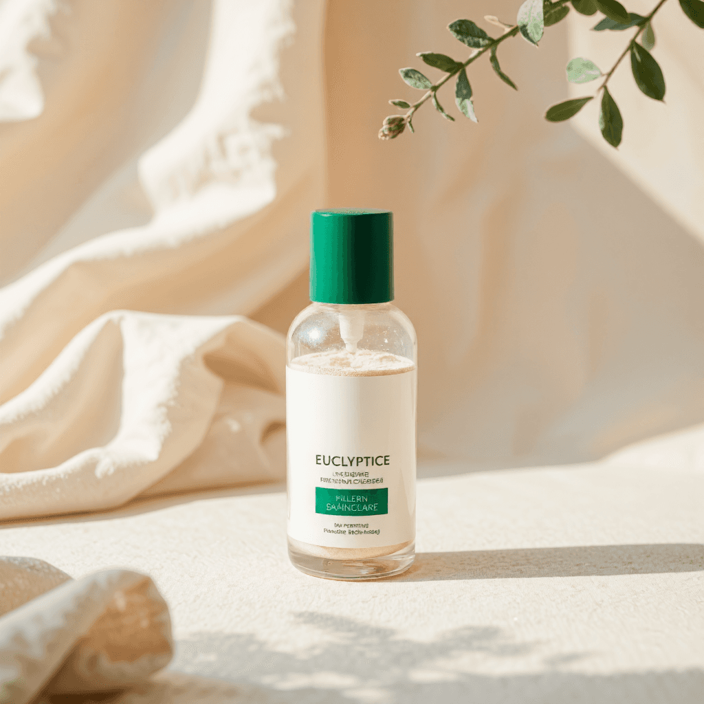 product photography of a small bottle of moisturizing grain cleanser