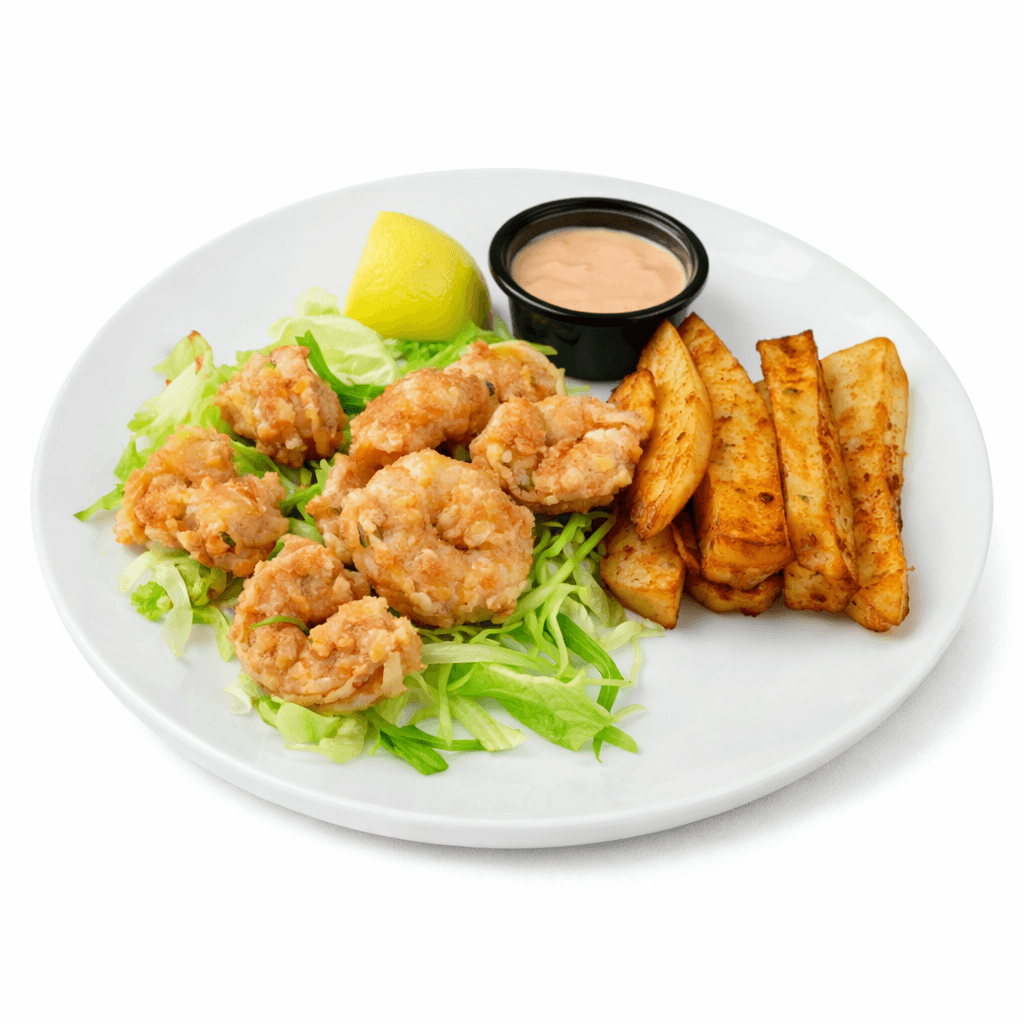 A thick cut of steak with prominent grill marks sizzles over hot coals and flames on a barbecue, with blurred figures of people and drinks in the background, suggesting an outdoor gathering.