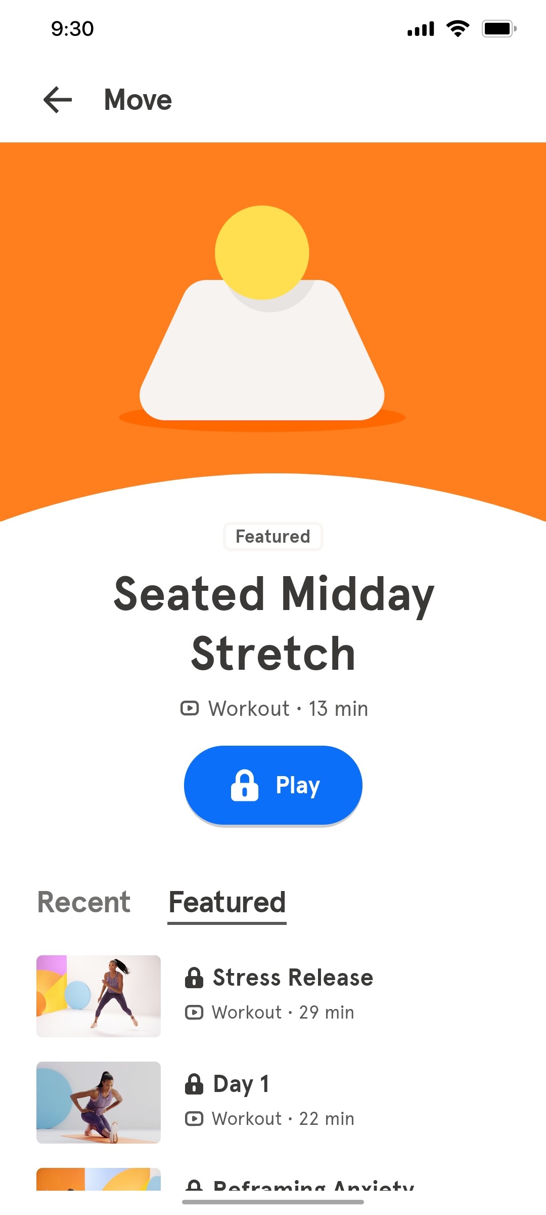 Headspace Move screen