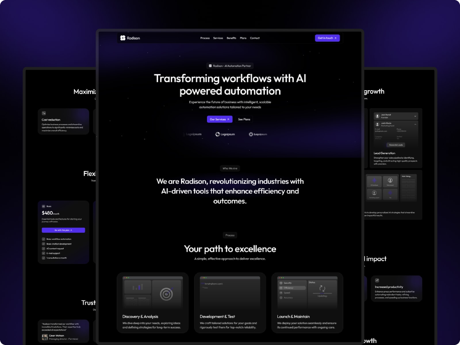 Radison Framer AI automation template screenshot