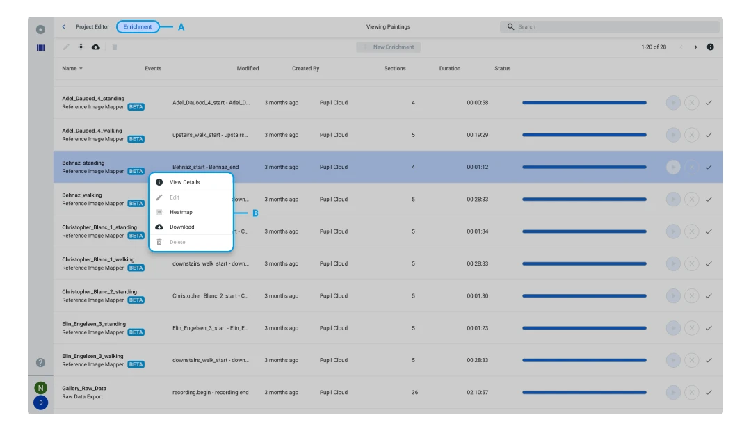 All enrichments are shown in the Enrichment view