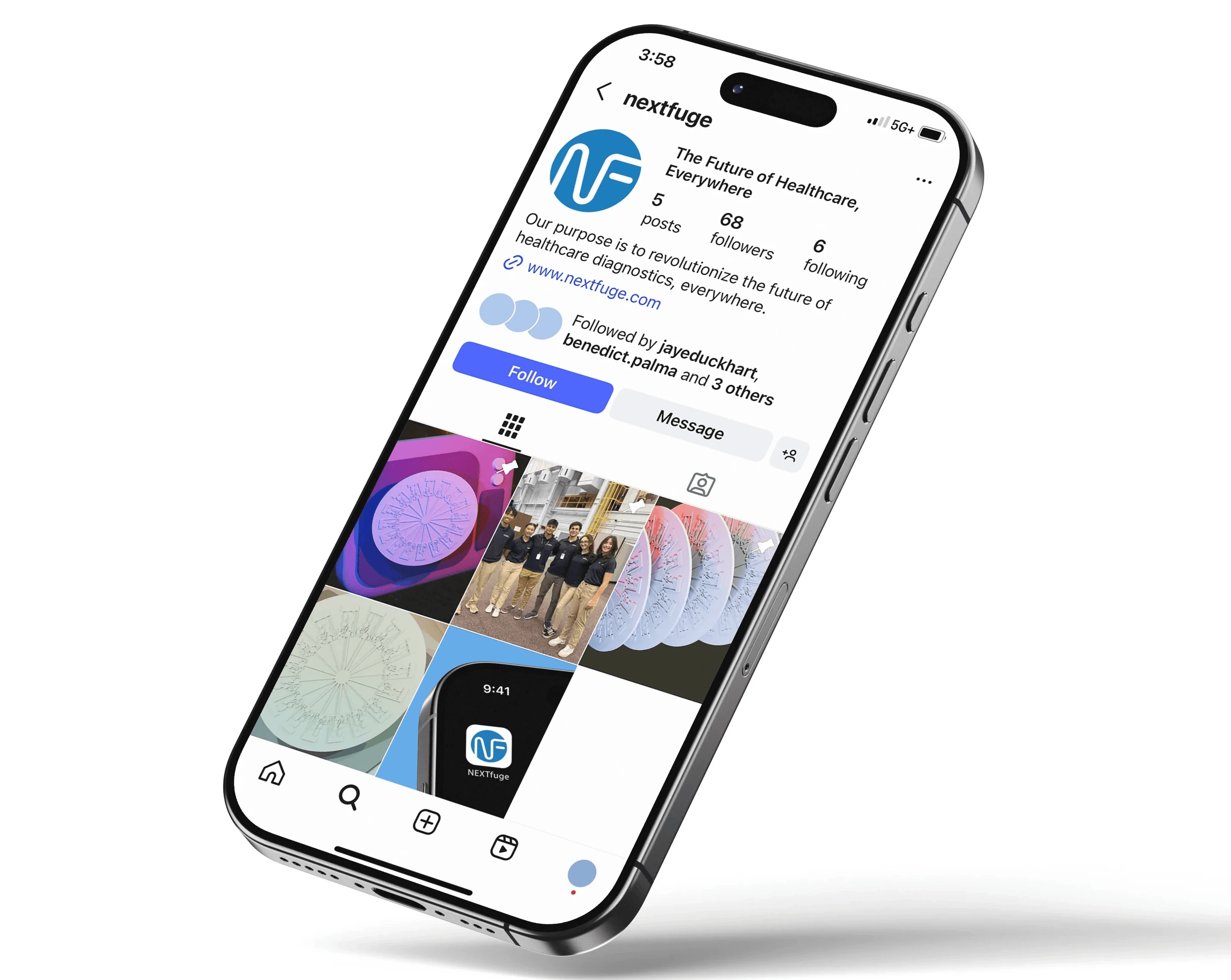 Phone screen showing logo used on social media page