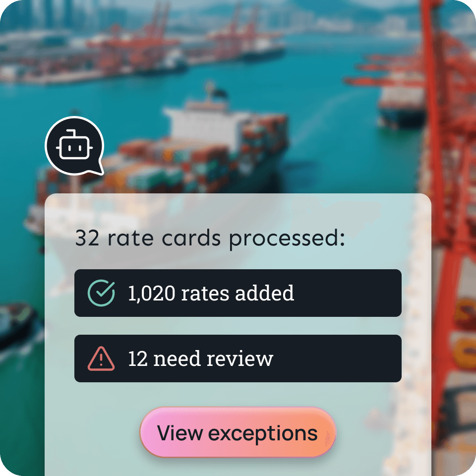 image showing Nexcade ai processing thousands of rate cards, and escalating for human intervention where it's not confident.